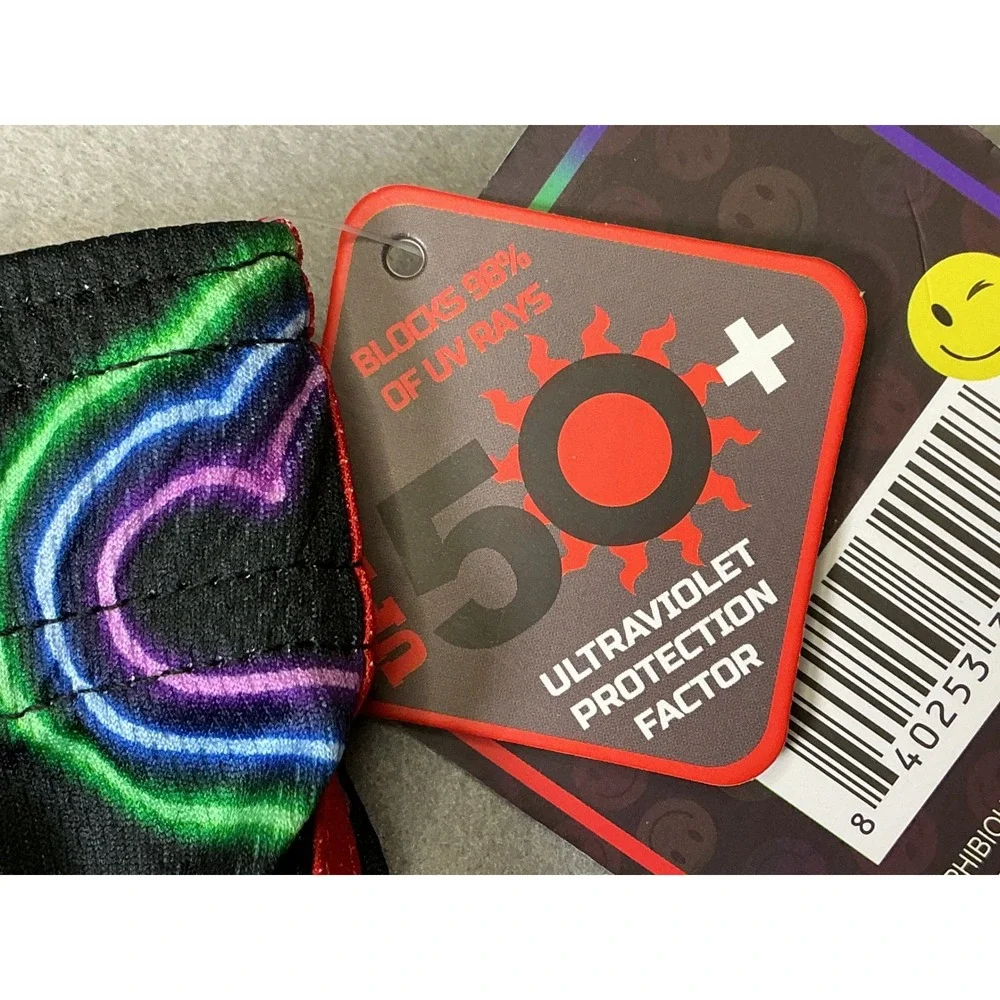 Uzzi Pride Neon Rainbow Swim Shorts Mens XL Black UV50+ Beach NWT